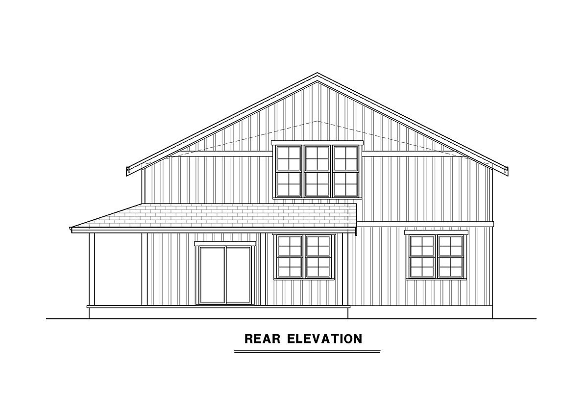 Garage-Living Plan 83812 Rear Elevation