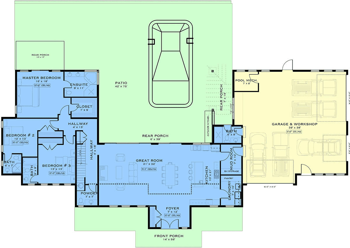House Plan 84624 Level One