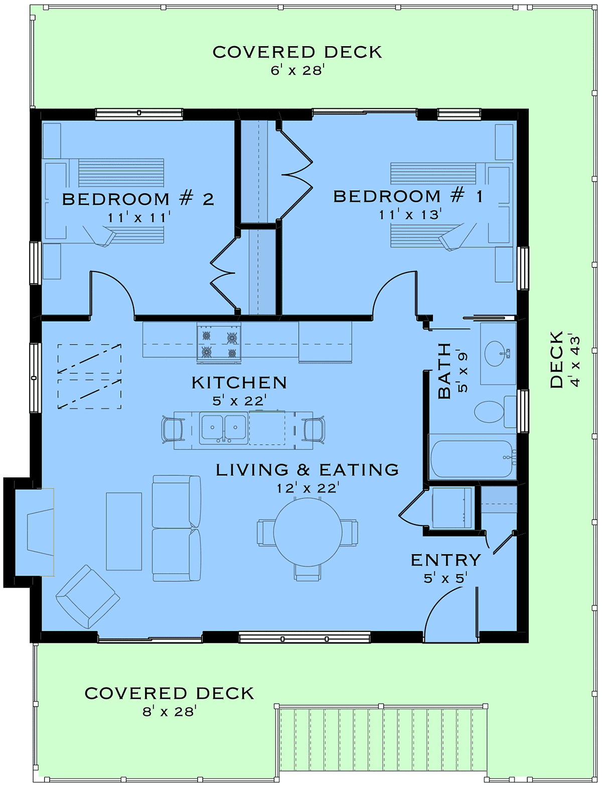 Garage-Living Plan 84627 Level Two