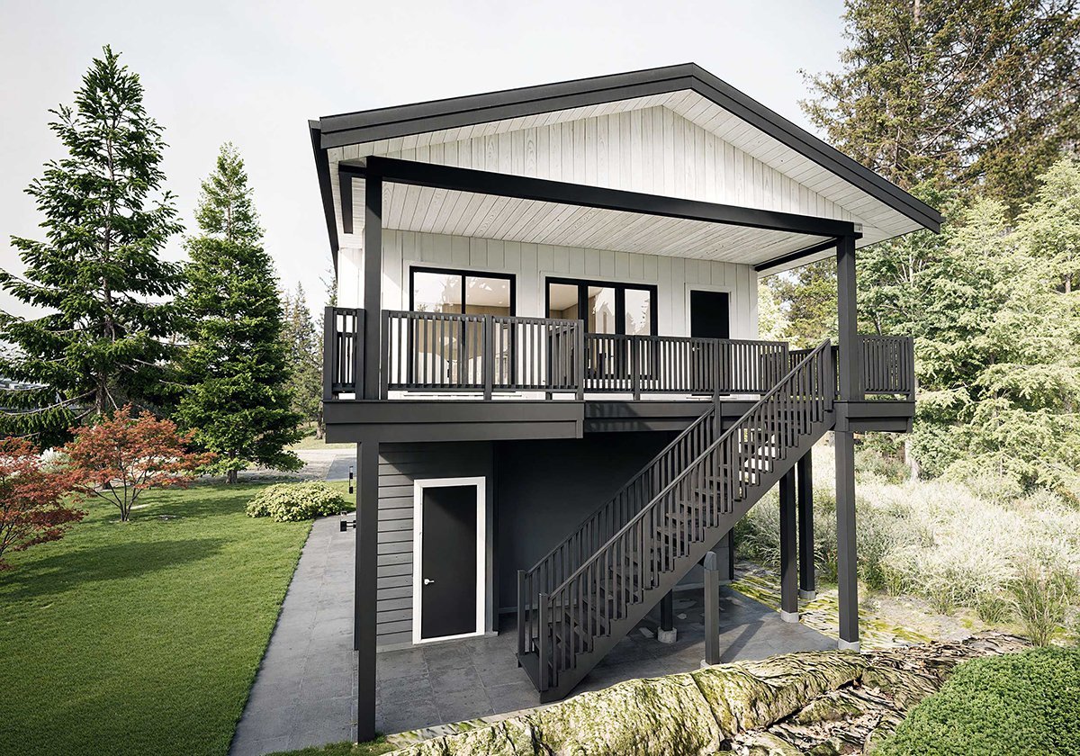 Garage-Living Plan 84627 Rear Elevation