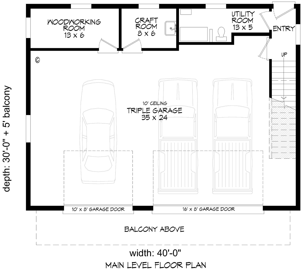 Garage-Living Plan 84815 Level One