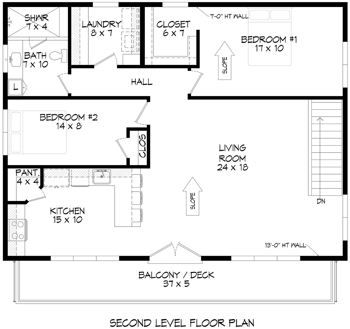 Garage-Living Plan 84815 Level Two