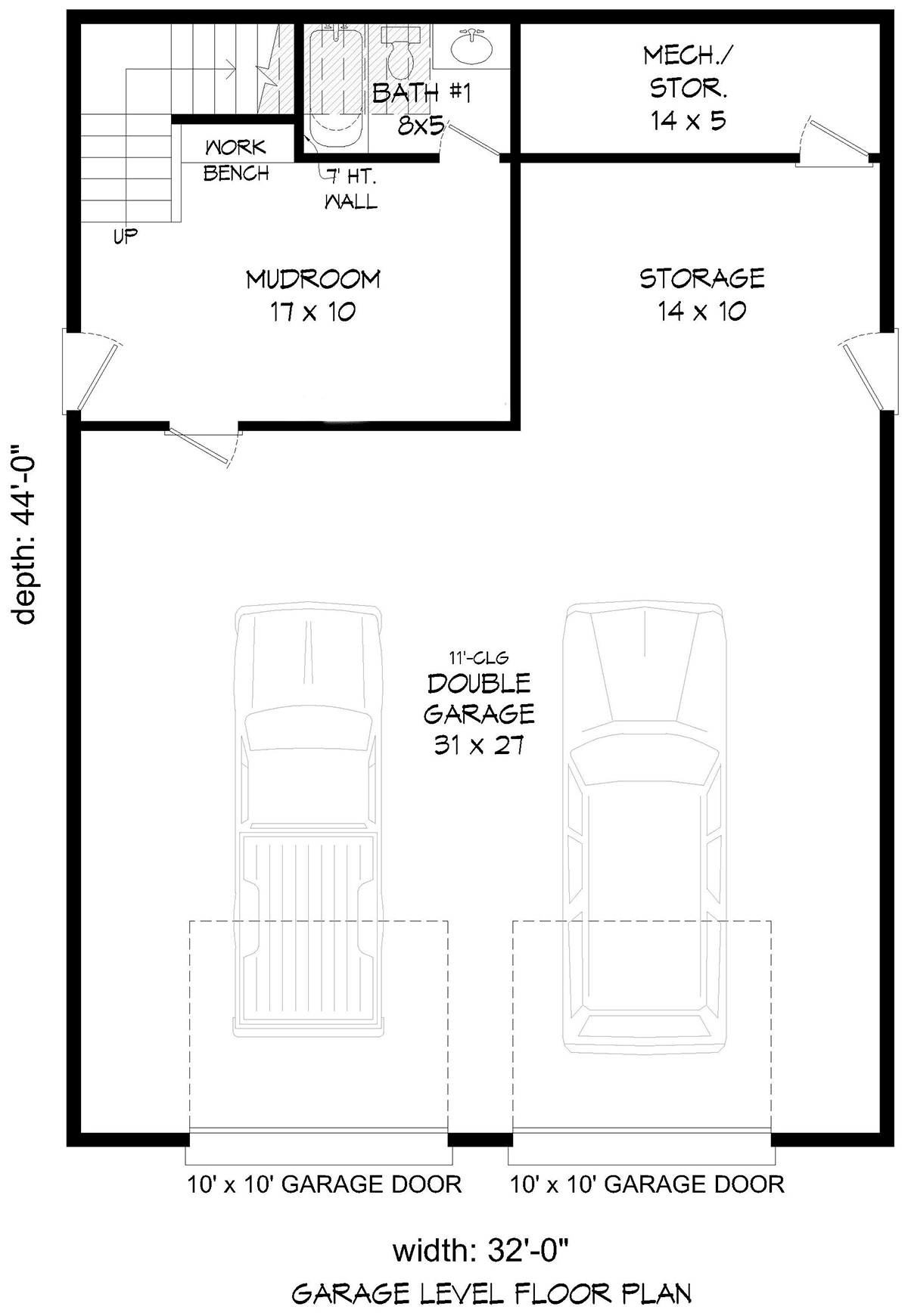 Garage Plan 84827 - 2 Car Garage Level One