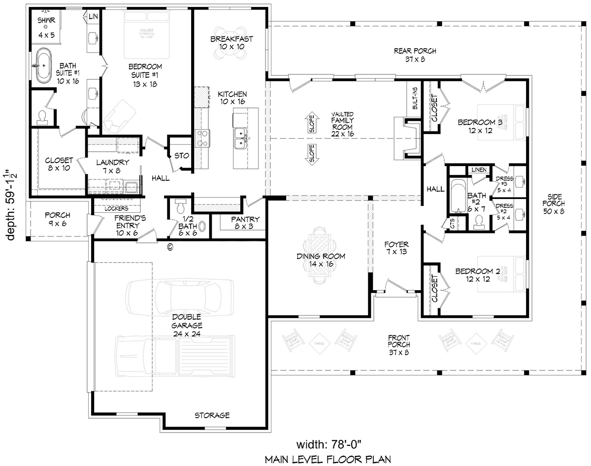 House Plan 84871 Level One