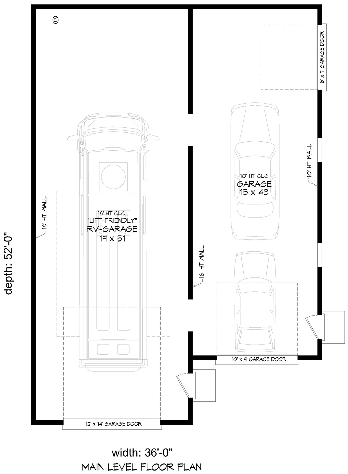 Garage Plan 84884 - 3 Car Garage Level One