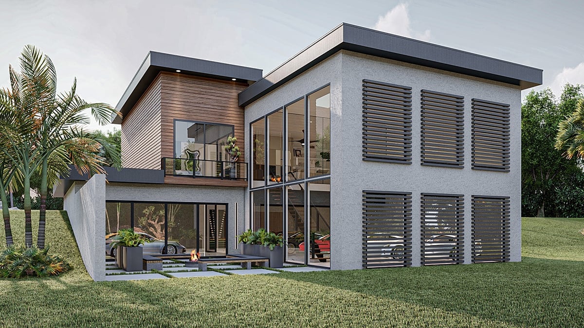 Garage-Living Plan 84931 Rear Elevation