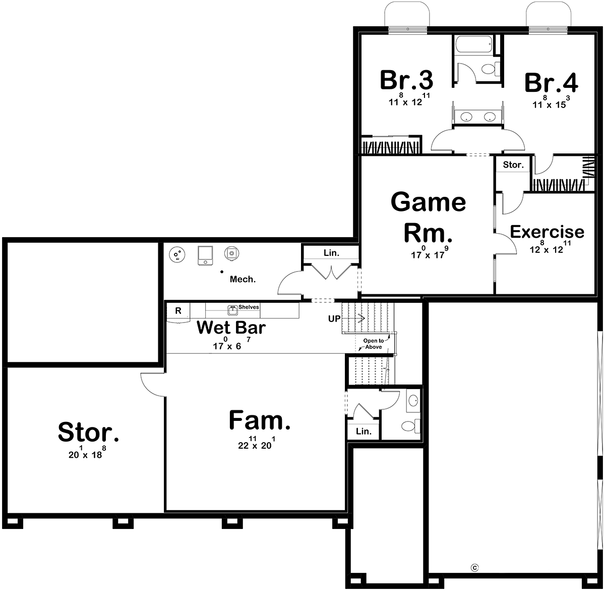 House Plan 84948 Lower Level