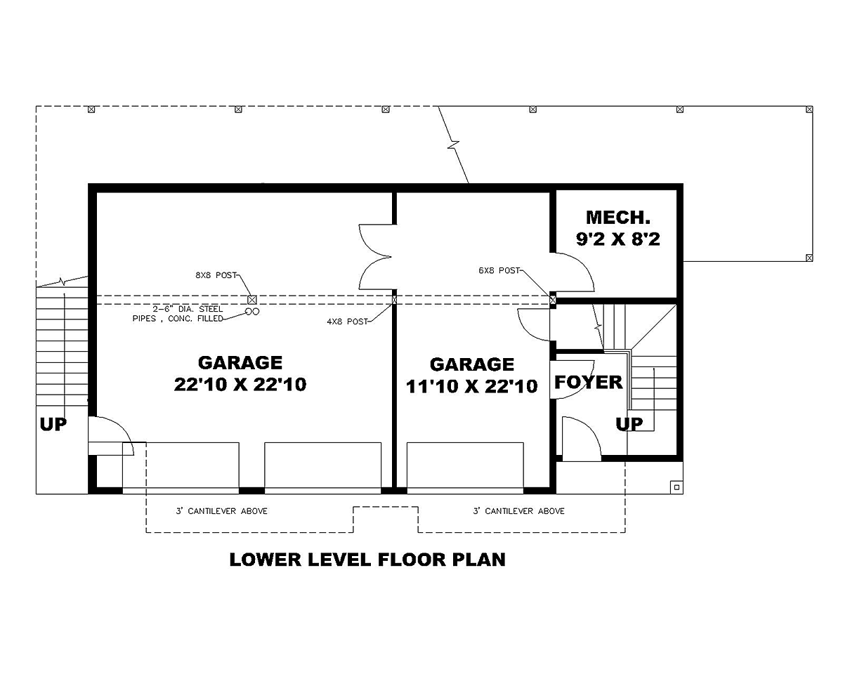 Garage-Living Plan 85130 Level One