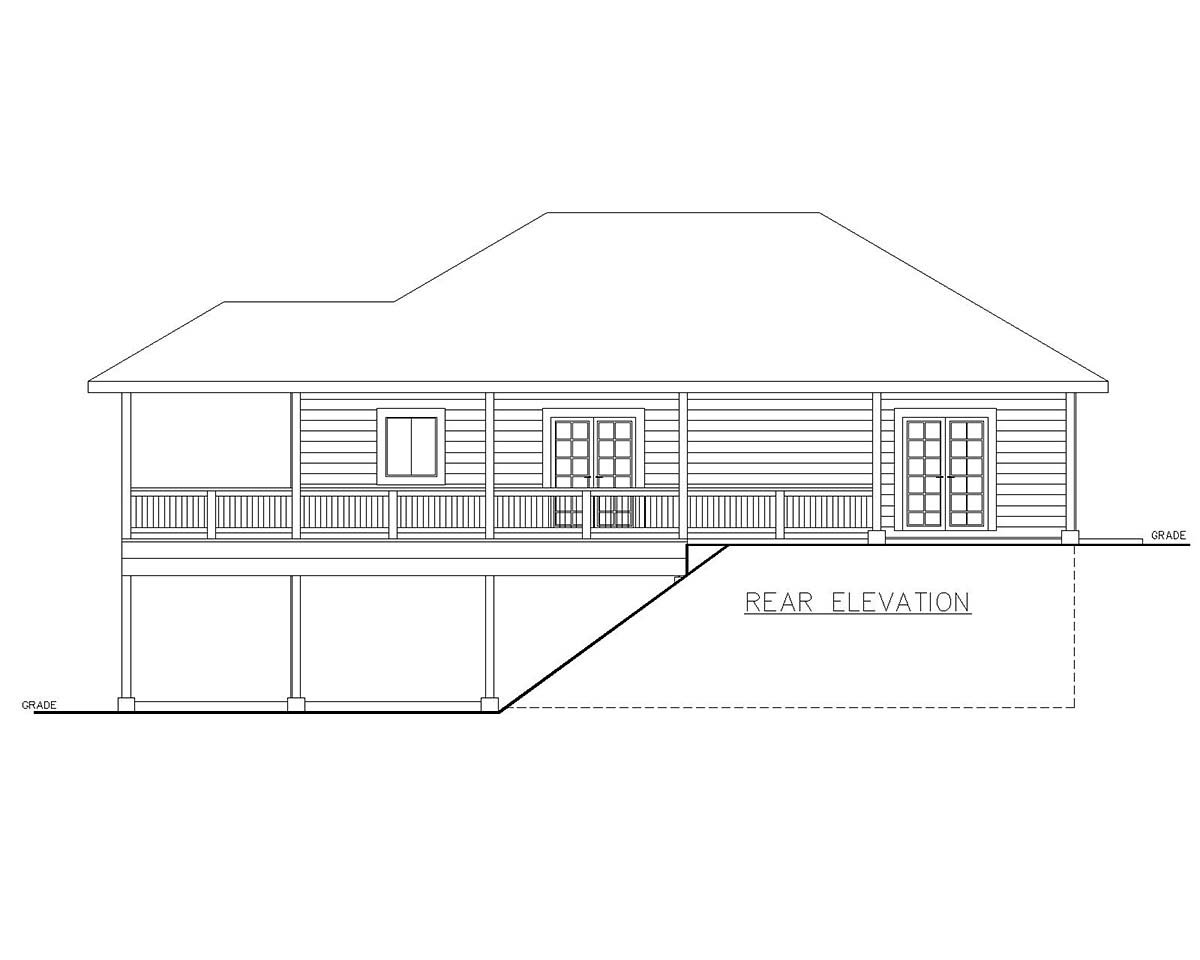 Garage-Living Plan 85130 Rear Elevation
