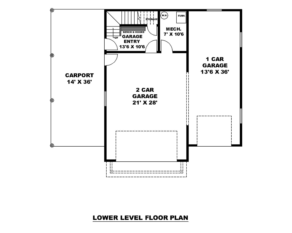 Garage-Living Plan 85150 Level One