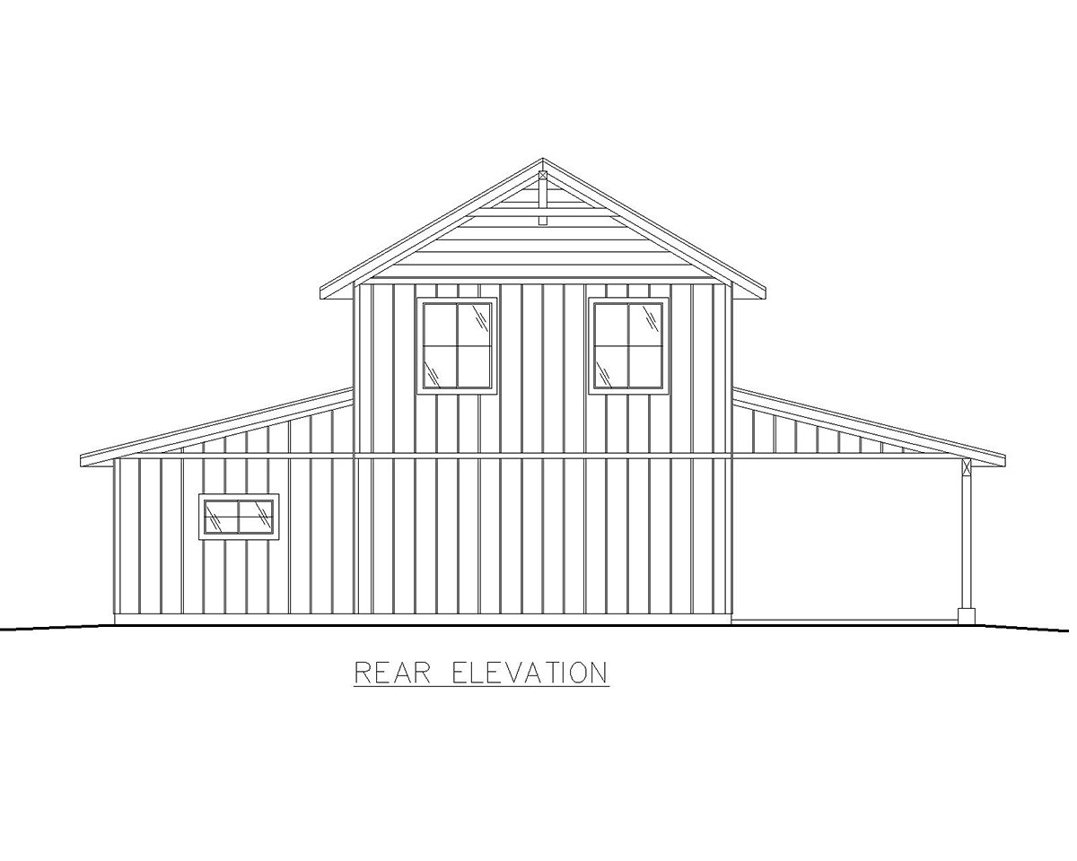 Garage-Living Plan 85150 Rear Elevation