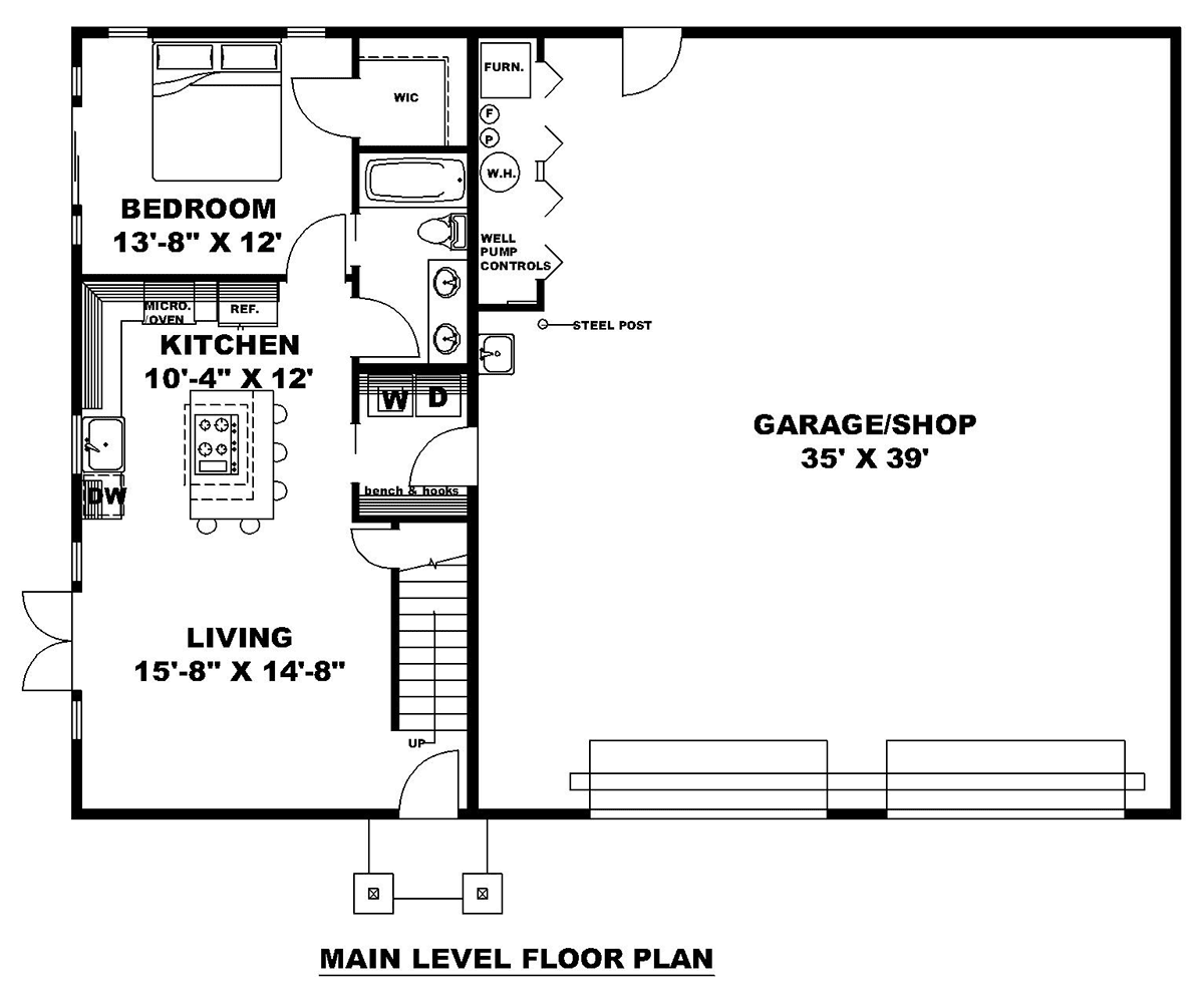 Garage-Living Plan 85155 Level One
