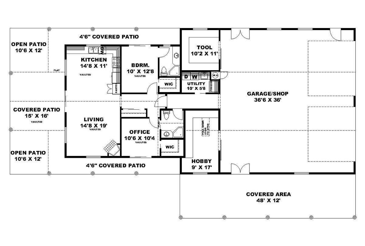 Garage-Living Plan 85161 Level One