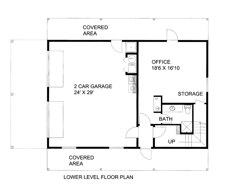 Garage-Living Plan 85372 Lower Level