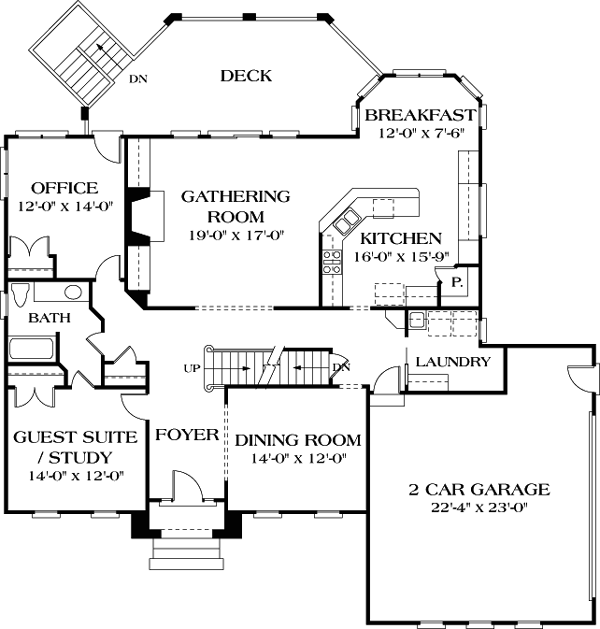 Traditional Style with 6 Bed, 5 Bath, 2 Car Garage - House Plan 85476