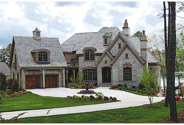 Country, European Plan with 5831 Sq. Ft., 4 Bedrooms, 6 Bathrooms, 4 Car Garage Elevation