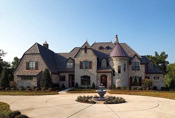 Country, European Plan with 6366 Sq. Ft., 4 Bedrooms, 6 Bathrooms, 3 Car Garage Elevation