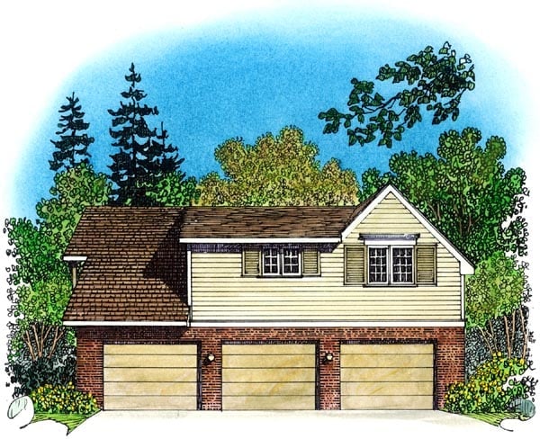 Garage Plan 86061 - 3 Car Garage Apartment Rear Elevation