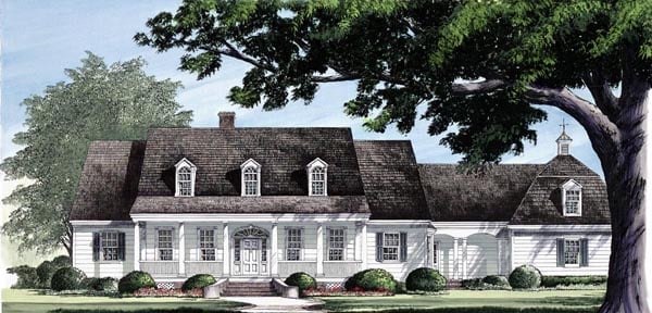Colonial, Country, Farmhouse, Southern Plan with 4445 Sq. Ft., 4 Bedrooms, 5 Bathrooms, 2 Car Garage Elevation