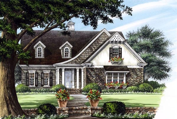 Cottage, Country, Craftsman, European Plan with 2410 Sq. Ft., 4 Bedrooms, 3 Bathrooms, 2 Car Garage Elevation