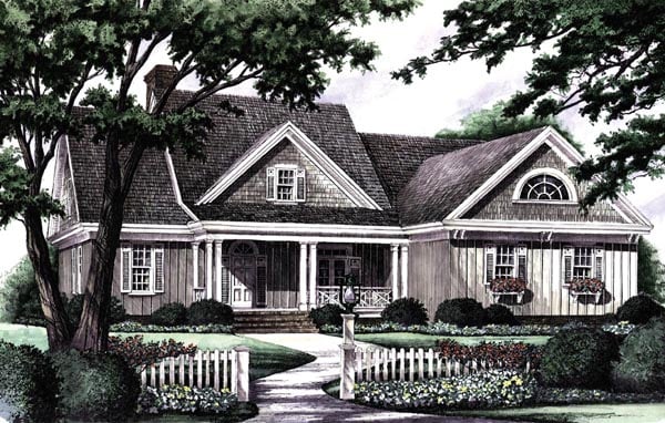 Cottage, Country, Farmhouse, Ranch Plan with 2151 Sq. Ft., 3 Bedrooms, 2 Bathrooms, 2 Car Garage Elevation