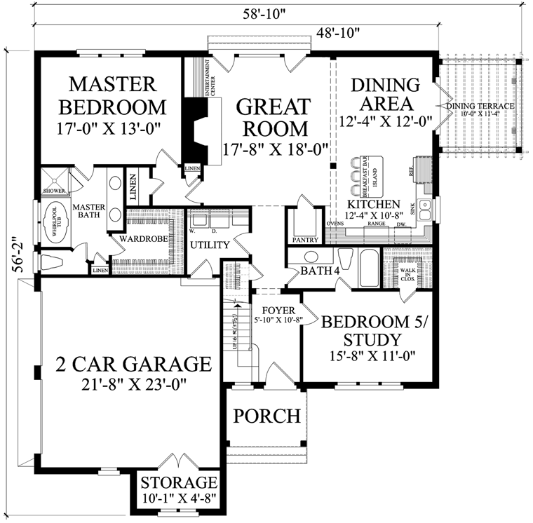 House Plan 86154 Level One