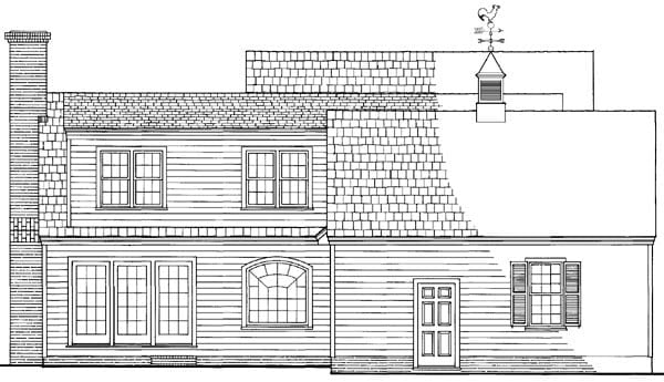 Cottage, Country, Farmhouse, Traditional Plan with 2181 Sq. Ft., 3 Bedrooms, 3 Bathrooms, 2 Car Garage Rear Elevation