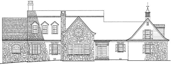 Colonial, Cottage, Country, Farmhouse, Plantation, Traditional Plan with 4299 Sq. Ft., 4 Bedrooms, 5 Bathrooms, 3 Car Garage Rear Elevation