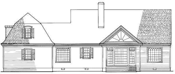 Farmhouse Plan with 2179 Sq. Ft., 3 Bedrooms, 3 Bathrooms, 2 Car Garage Rear Elevation