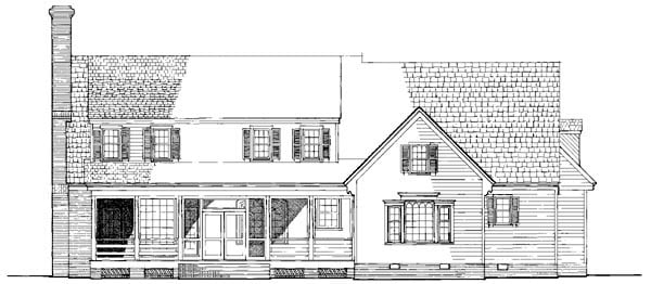 Traditional Plan with 2990 Sq. Ft., 4 Bedrooms, 4 Bathrooms, 2 Car Garage Rear Elevation