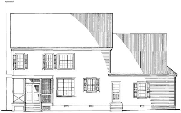 Southern Plan with 2069 Sq. Ft., 3 Bedrooms, 3 Bathrooms, 2 Car Garage Rear Elevation