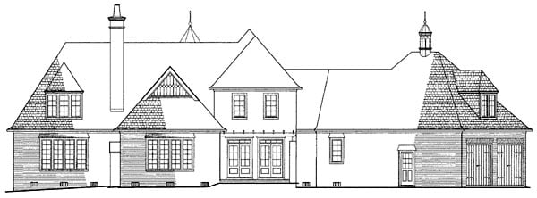 European Plan with 3426 Sq. Ft., 4 Bedrooms, 4 Bathrooms, 2 Car Garage Rear Elevation