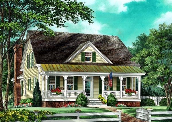 Cottage, Country, Farmhouse, Traditional Plan with 2479 Sq. Ft., 3 Bedrooms, 4 Bathrooms, 2 Car Garage Elevation