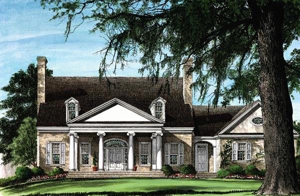Colonial, Traditional Plan with 3352 Sq. Ft., 4 Bedrooms, 4 Bathrooms, 2 Car Garage Elevation