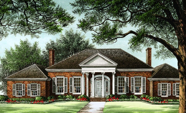 Colonial, Southern, Traditional Plan with 3136 Sq. Ft., 4 Bedrooms, 4 Bathrooms, 2 Car Garage Elevation