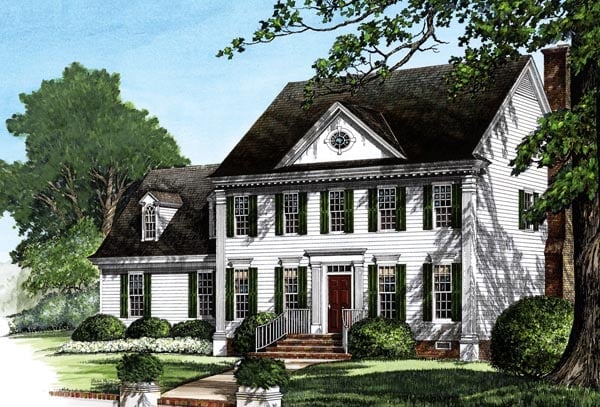 Traditional Plan with 2190 Sq. Ft., 3 Bedrooms, 3 Bathrooms, 2 Car Garage Elevation