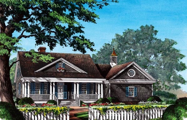 Cottage, Country Plan with 1973 Sq. Ft., 3 Bedrooms, 2 Bathrooms, 2 Car Garage Elevation