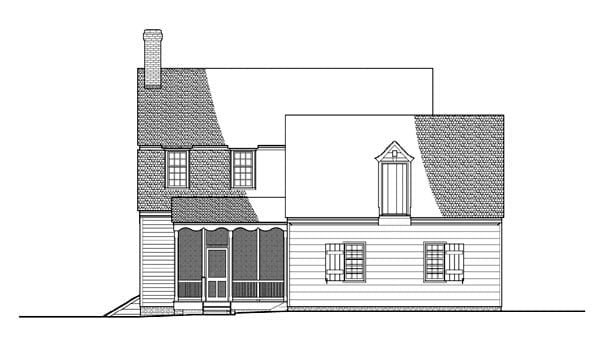 Colonial, Traditional Plan with 2047 Sq. Ft., 3 Bedrooms, 3 Bathrooms, 2 Car Garage Rear Elevation