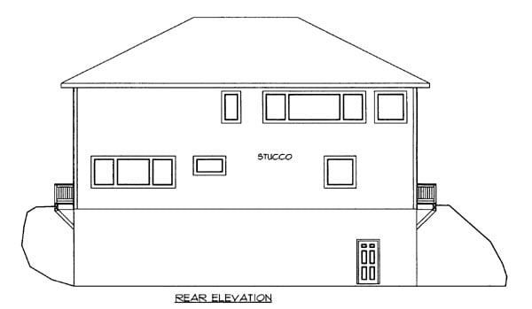 Plan with 3544 Sq. Ft., 2 Bedrooms, 2 Bathrooms Rear Elevation