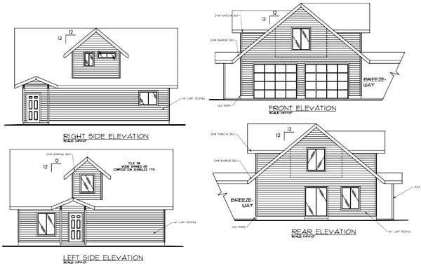 Garage Plan 86864 - 2 Car Garage Apartment Rear Elevation