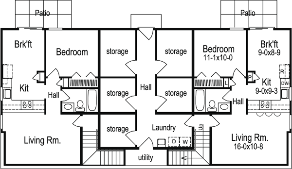 Multi-Family Plan 86977 Lower Level