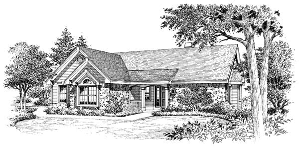Country, Ranch, Traditional Plan with 1248 Sq. Ft., 2 Bedrooms, 2 Bathrooms, 2 Car Garage Picture 4