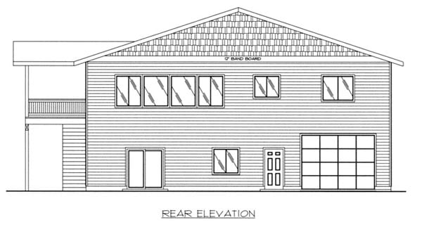 Garage Plan 87186 - 3 Car Garage Apartment Rear Elevation