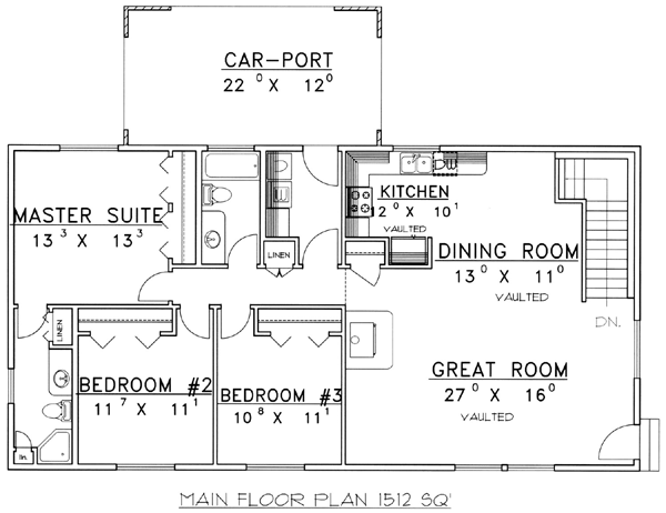 House Plan 87201 Level One