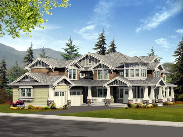 Bungalow, Craftsman Plan with 4450 Sq. Ft., 4 Bedrooms, 3 Bathrooms, 3 Car Garage Elevation