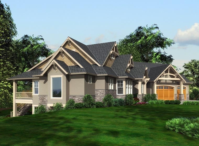 Cottage, Traditional Plan with 5515 Sq. Ft., 5 Bedrooms, 4 Bathrooms, 3 Car Garage Picture 2