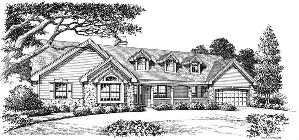 Cape Cod, Country, Ranch, Traditional Plan with 1532 Sq. Ft., 3 Bedrooms, 2 Bathrooms, 2 Car Garage Picture 5