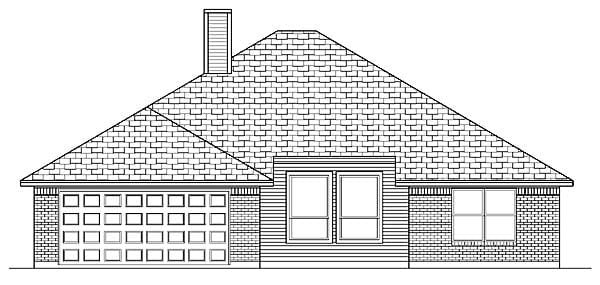 Traditional House Plan 88668 with 3 Bed, 2 Bath, 2 Car Garage Rear Elevation