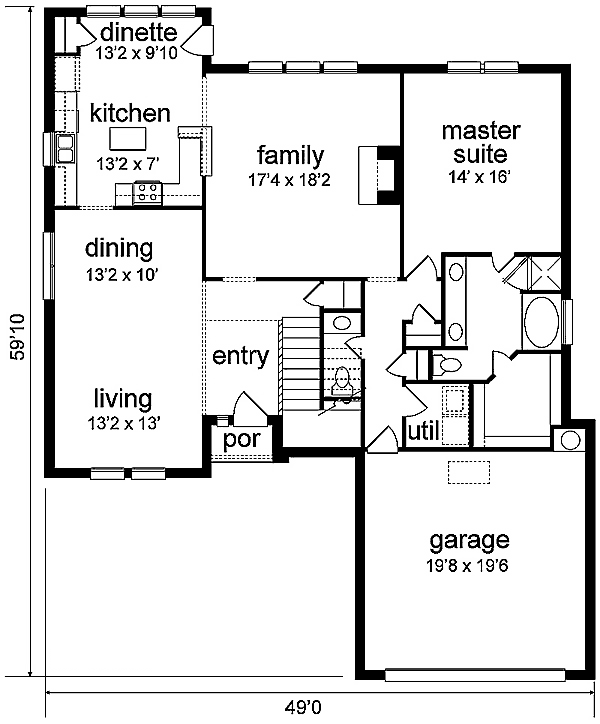 House Plan 89864 Level One