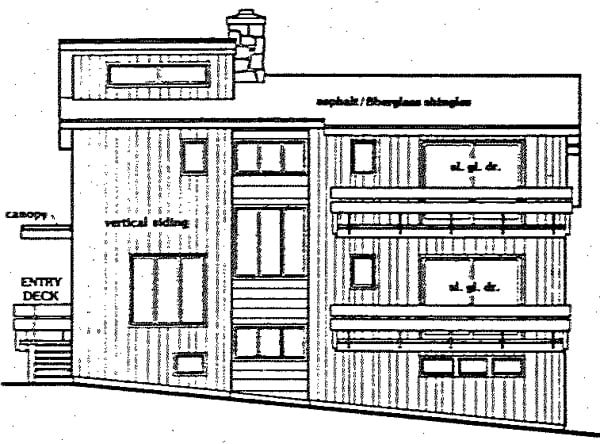 Contemporary, Retro House Plan 90629 with 3 Bed, 4 Bath, 2 Car Garage Rear Elevation